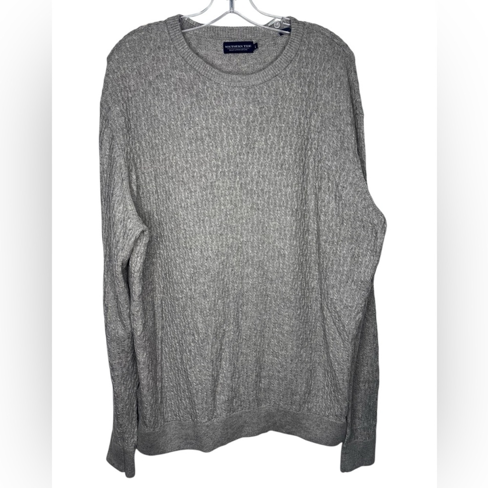 Southern Tide Men's Grove Crewneck Pullover Sweater Gray Beige - Large